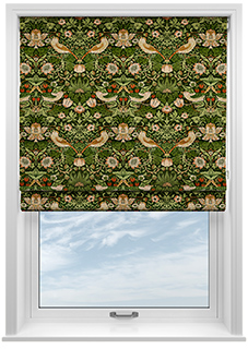 William Morris Strawberry Thief Velvet, Nettle - Roman Blind